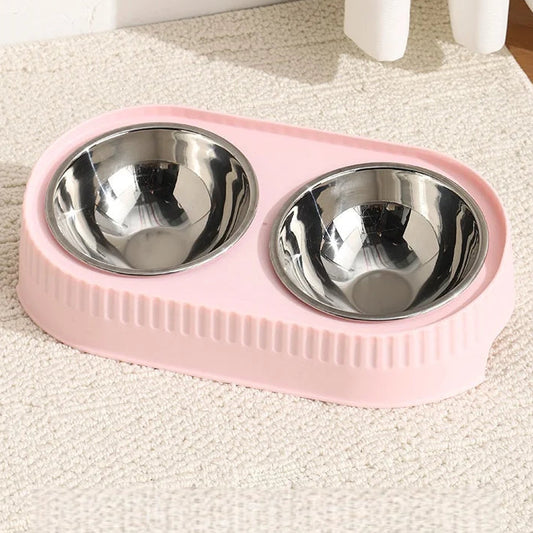 Pastell Haustier Doppelnapf – Komfortable Futterstation mit Erhöhter Position Kaufschwan® Rosa 400ml