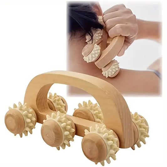 6-Rad Holzroller | Reflexzonenmassage & Akupunkturtherapie | Meridian-Schaben & Lymphdrainage-Massager für Gesichtslifting Kaufschwan®