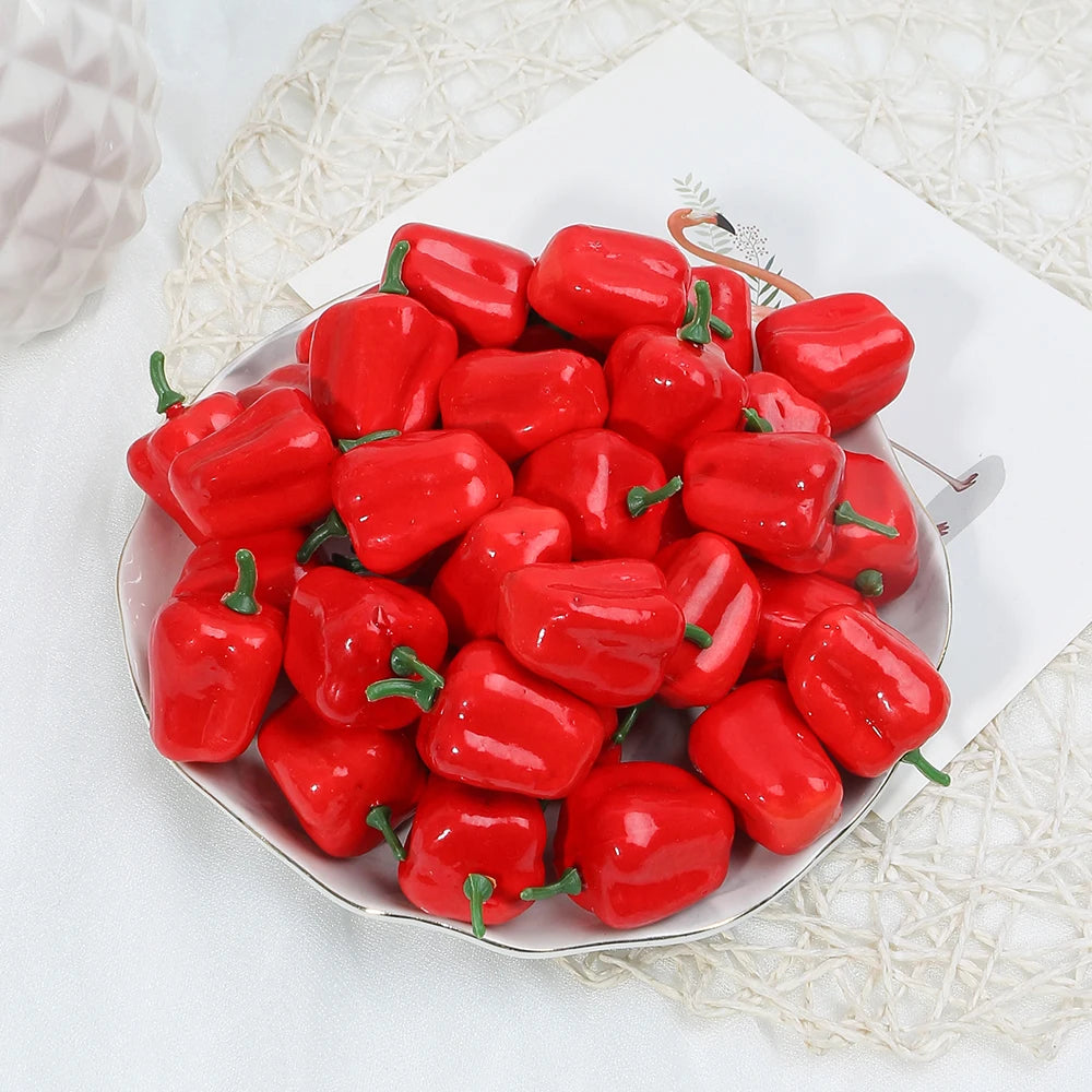 10 / 20 Stück Künstliche Schaumstoff Früchte & Gemüse – Apfel, Birne, Pfirsich & Banane Dekoration für Weihnachten & Hochzeit Kaufschwan® Rote Paprika 10 Stück