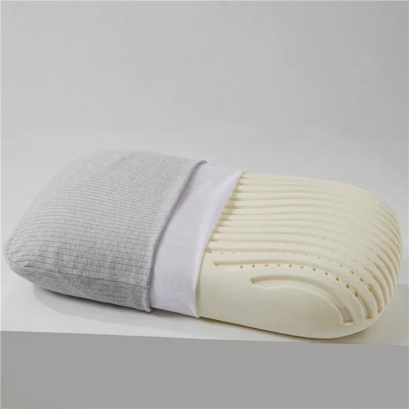 Natürliches Latex Kissen mit Baumwollbezug – Weiches Orthopädisches Nackenkissen für Seiten-, Rücken- & Bauchschläfer Kaufschwan® Grau 60X38X10CM
