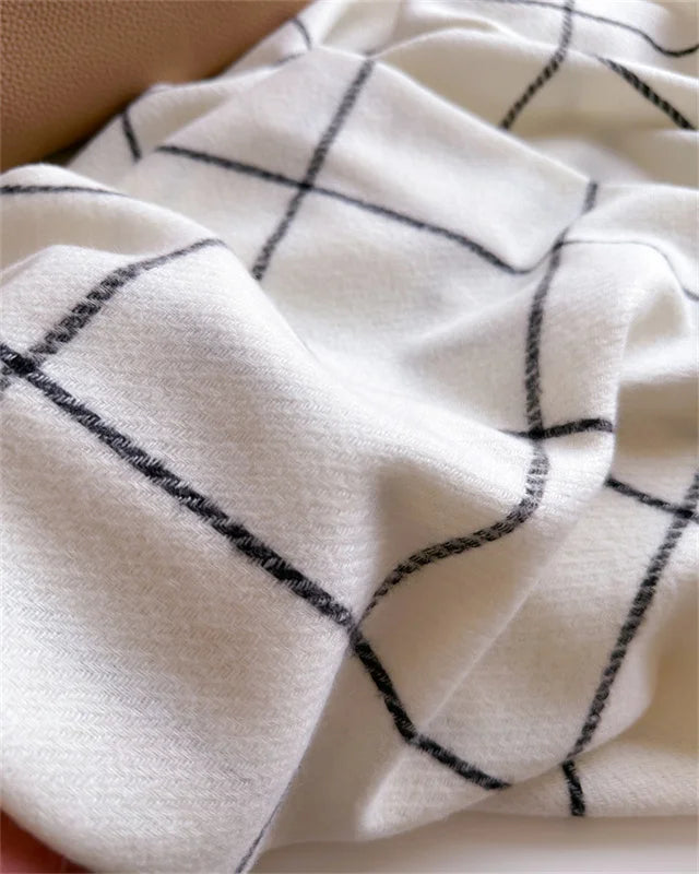 Modischer Karo Kaschmir-Imitat Schal | Luxus Pashmina Wärmeschal | Umschlagtuch, Poncho Decke mit Fransen Kaufschwan®