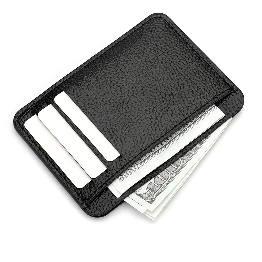 Ultradünne Mini-Geldbörse aus Weichem PU-Leder – Farbenfrohes Kartenetui für Damen & Herren Kaufschwan® Schwarz
