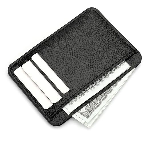 Ultradünne Mini-Geldbörse aus Weichem PU-Leder – Farbenfrohes Kartenetui für Damen & Herren Kaufschwan® Schwarz