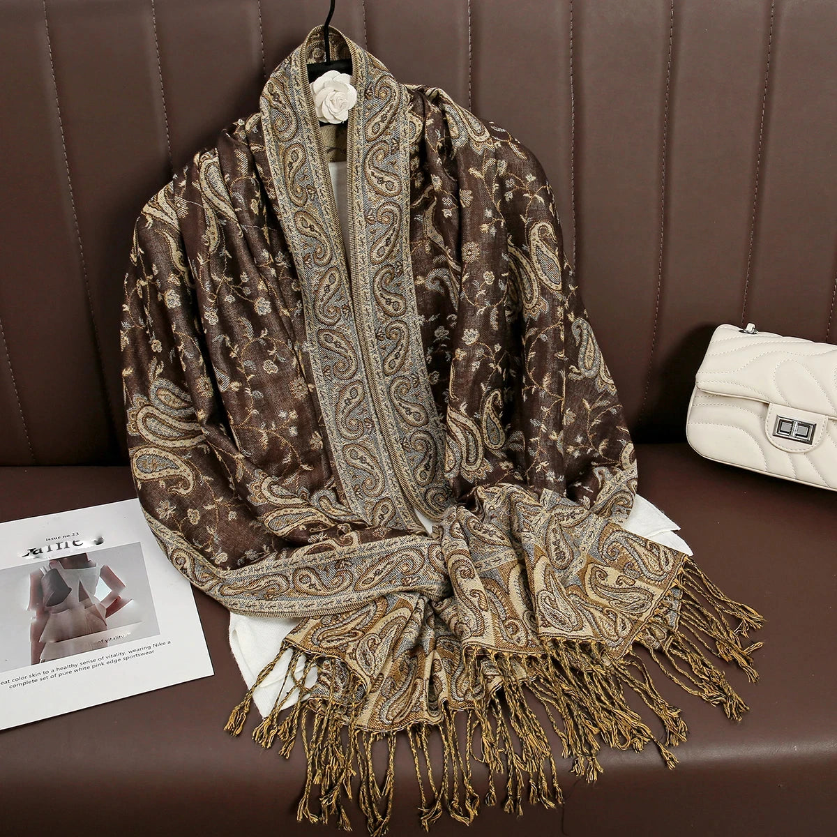 Pashmina Hijab Schal – Damen Langer Kaschmir Schal | Luxus Weicher Foulard, Turban & Muslimisches Kopftuch Kaufschwan® Braun