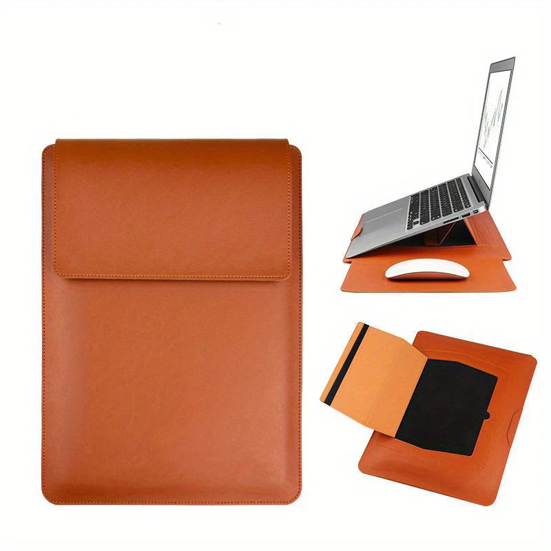 Leder Laptop Tasche – Tragbare Schutzhülle mit Verstellbarem Ergonomischem Ständer für MacBook, Dell & HP Kaufschwan® Braun 15 Zoll