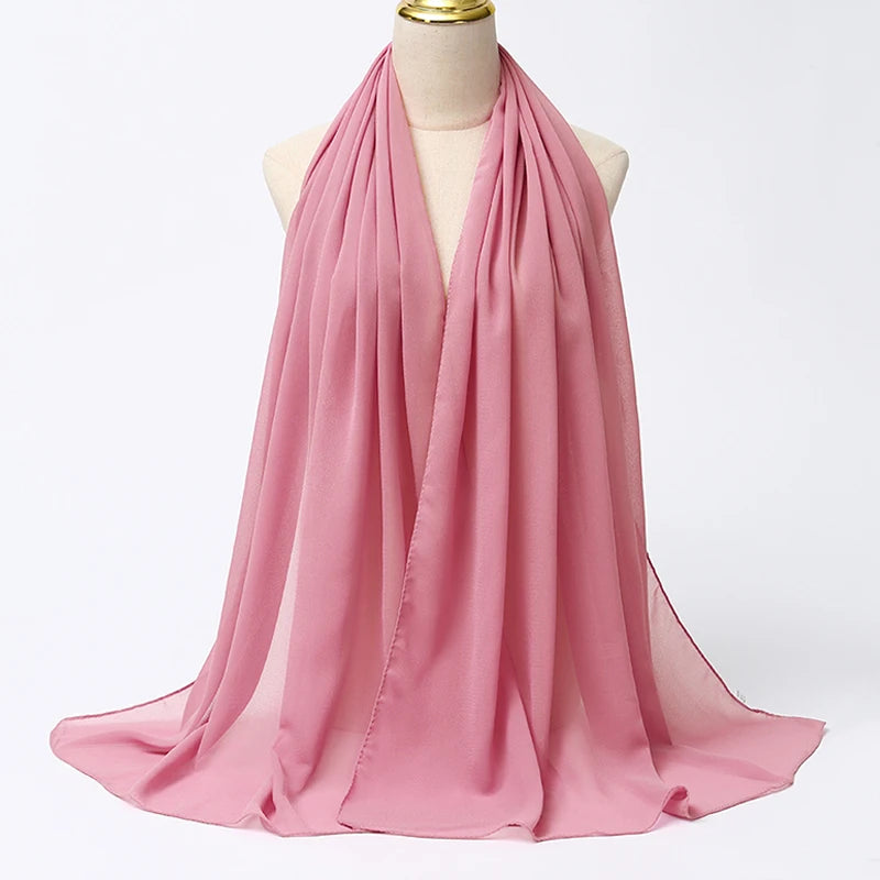 Muslimischer Chiffon Hijab Schal – Damen Langer Einfarbiger Kopf Schal | Eleganter Jersey Schleier & Modisches Umschlagtuch
