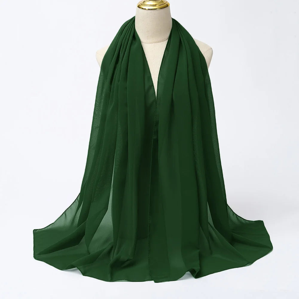 Muslimischer Chiffon Hijab Schal – Damen Langer Einfarbiger Kopf Schal | Eleganter Jersey Schleier & Modisches Umschlagtuch
