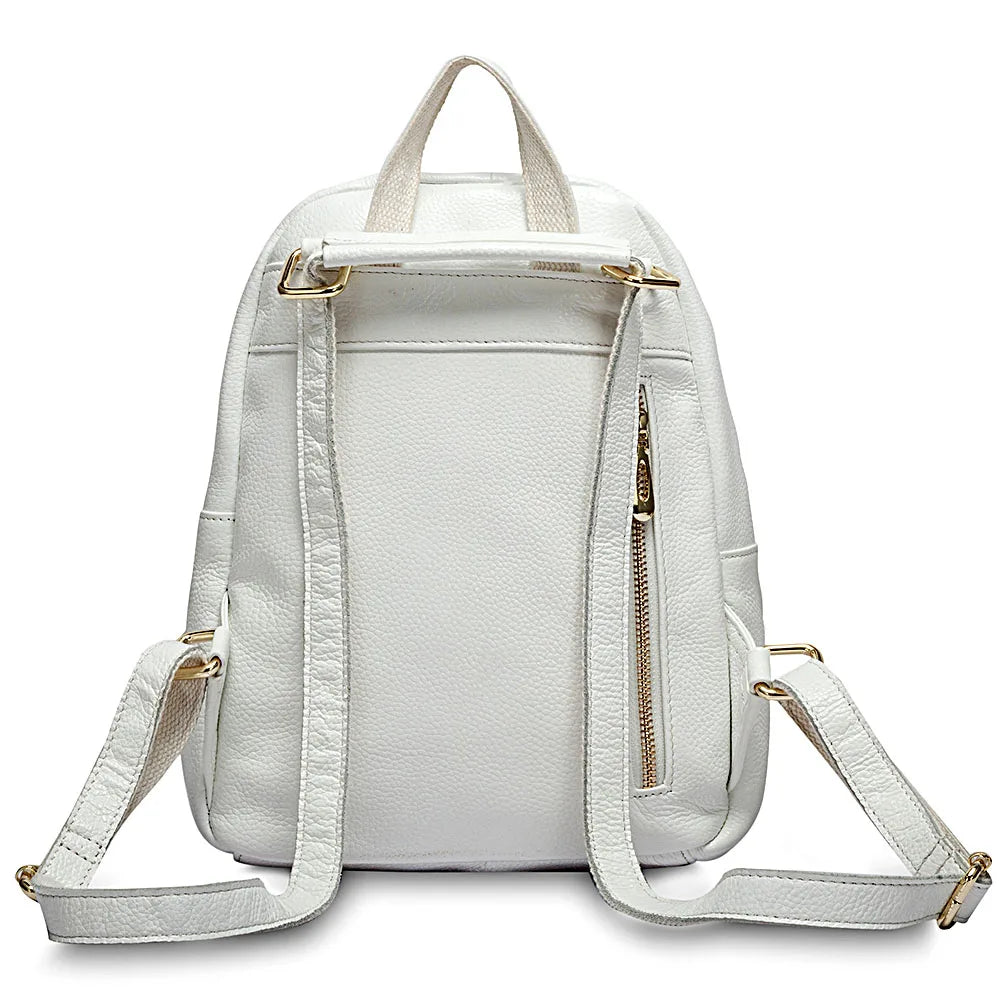 Damen Rucksack in Reinweiß | 100% Echtes Leder | Anti-Diebstahl Eleganter Reise-Rucksack | Schultertasche in Pink Kaufschwan®