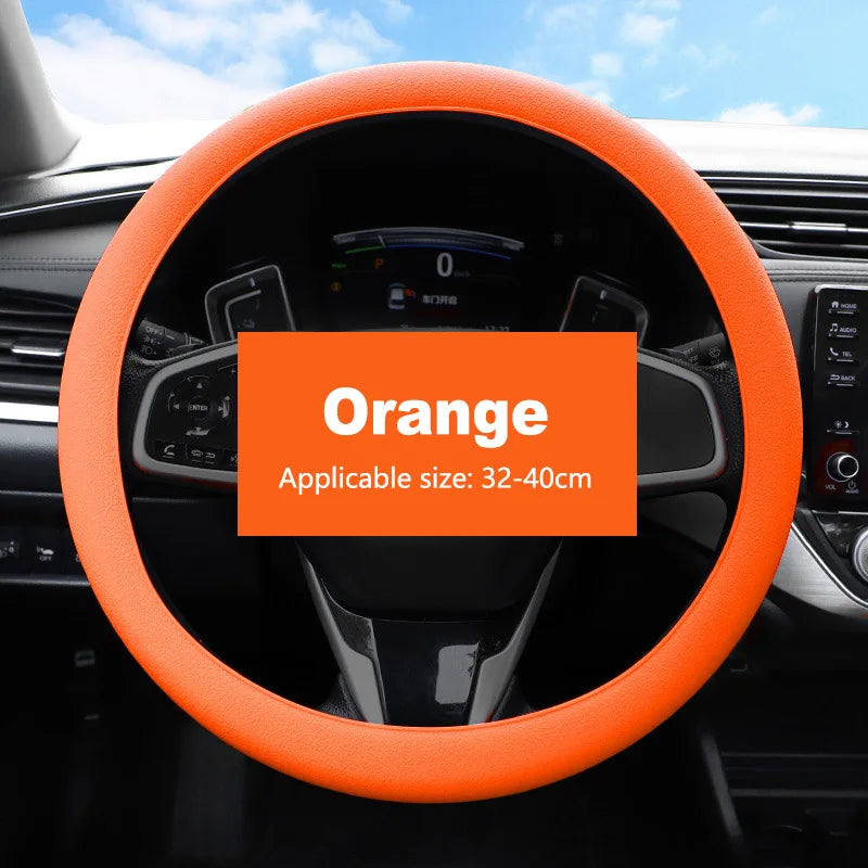 Rutschhemmender Silikon-Lenkradbezug – Atmungsaktiver Elastischer Sommerbezug für 38cm Autolenkräder Kaufschwan® Orange