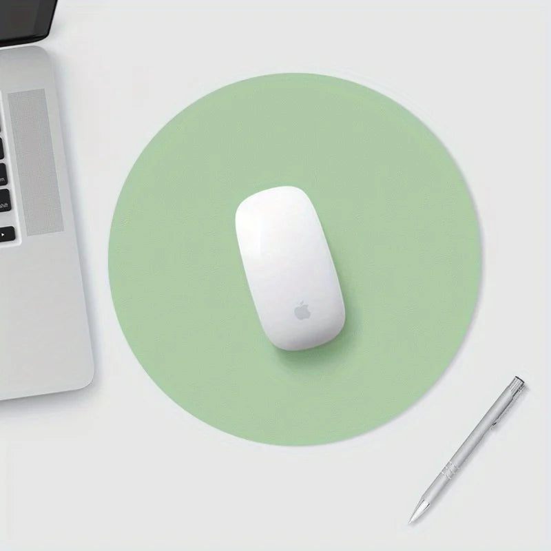 Rundes Einfarbiges Mauspad – Rutschfestes Leder Gaming Mauspad für Laptop und Büro Kaufschwan® Hellgrün 22x22cm