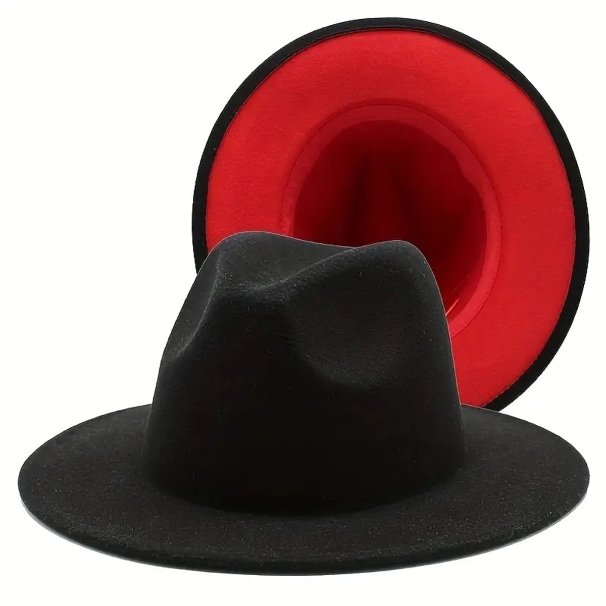 Western Cowboy Wollhut – Doppelseitiger Patchwork Filz Jazzhut, Unisex Vintage Cowboy Hut für Herren & Damen Kaufschwan® Schwarz 56/57cm