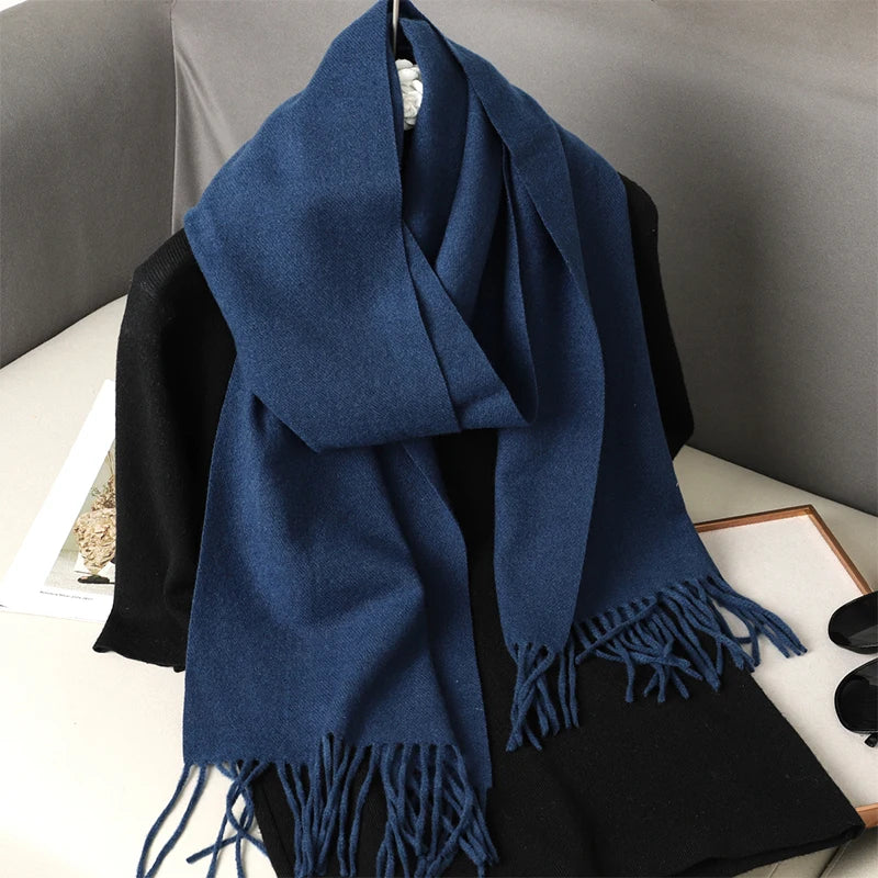 Bunte Winter Schals für Damen | Langer Kaschmir-Optik Wärmeschal | Einfarbig Hijab, Umschlagtuch & Pashmina Kopftuch