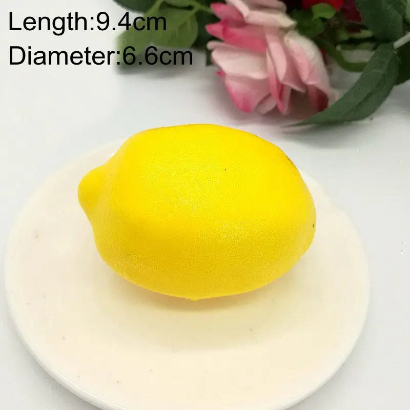 Kunststoff Simulationsfrüchte Set – Künstliche Früchte mit Wassermelone, Apfel, Orange, Birne, Zitrone, Mango, Pfirsich, Traube & Banane Kaufschwan® Zitrone