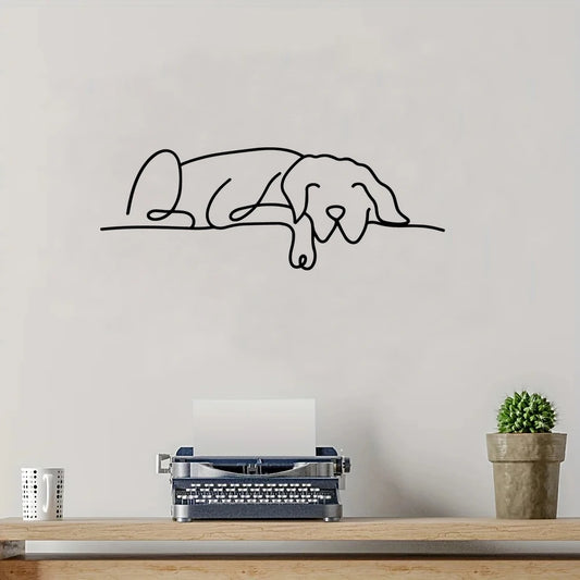 Metall Hunde Wanddeko – Minimalistisches Metall Wandbild für Wohnzimmer