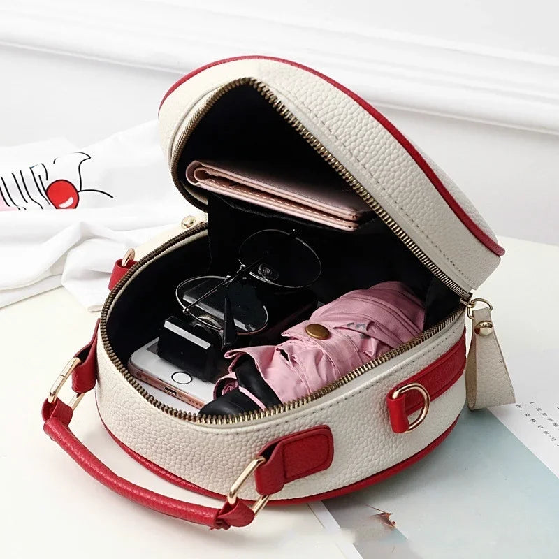Kirsch Muster Kontrastfarbe Kirsche Mini Rucksack – Damen Ein-Schulter Messenger & Handy Tasche Kaufschwan®
