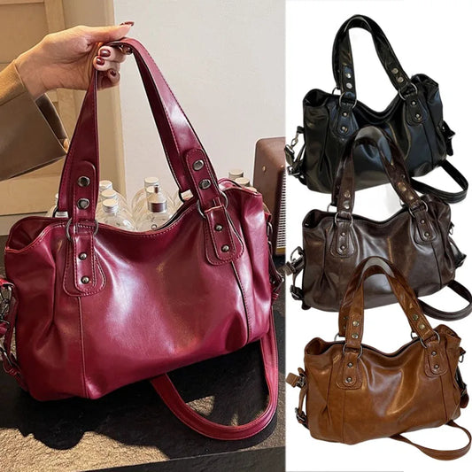 Klassische Vielseitige Damen Schultertasche für Pendler – Große Retro Handtasche | Reisetasche mit Reißverschluss Shopping Tasche Kaufschwan®