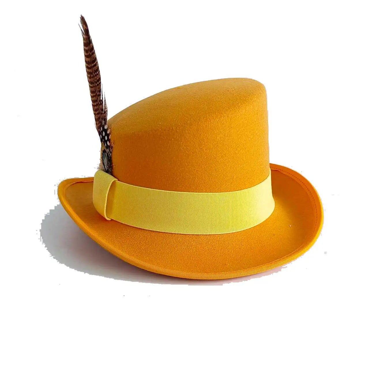 Großer High-Top Fedora Hut – Gentleman Bowler Hut, Britischer Stil, Herbst & Winter, Magic Hat für Herren Kaufschwan® Gelb 60-62CM
