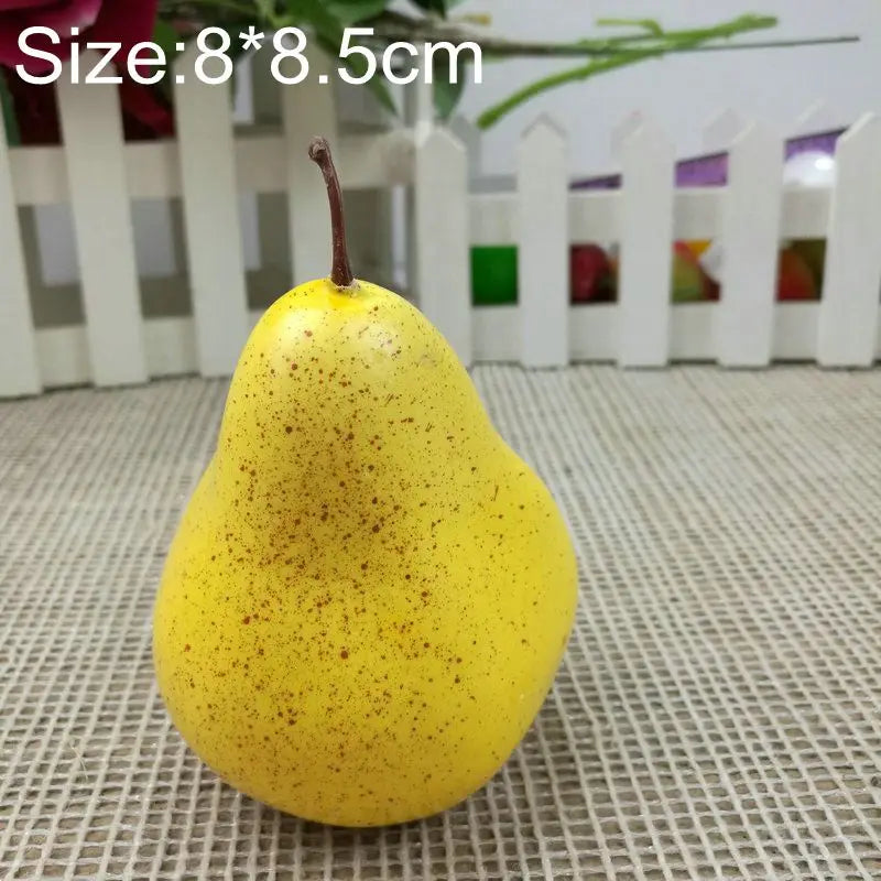 Kunststoff Simulationsfrüchte Set – Künstliche Früchte mit Wassermelone, Apfel, Orange, Birne, Zitrone, Mango, Pfirsich, Traube & Banane Kaufschwan® Birne