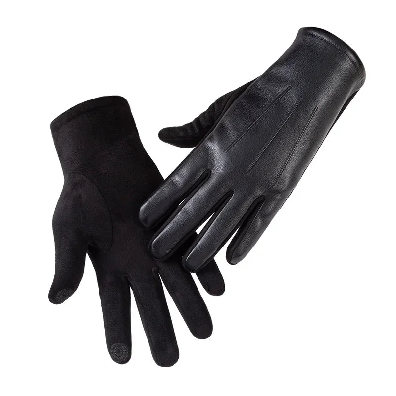 Hochwertige Herren Lederhandschuhe – Winter Business Handschuhe | Winddicht & Warm mit Touchscreen-Funktion – Schwarze Autofahrerhandschuhe Kaufschwan®