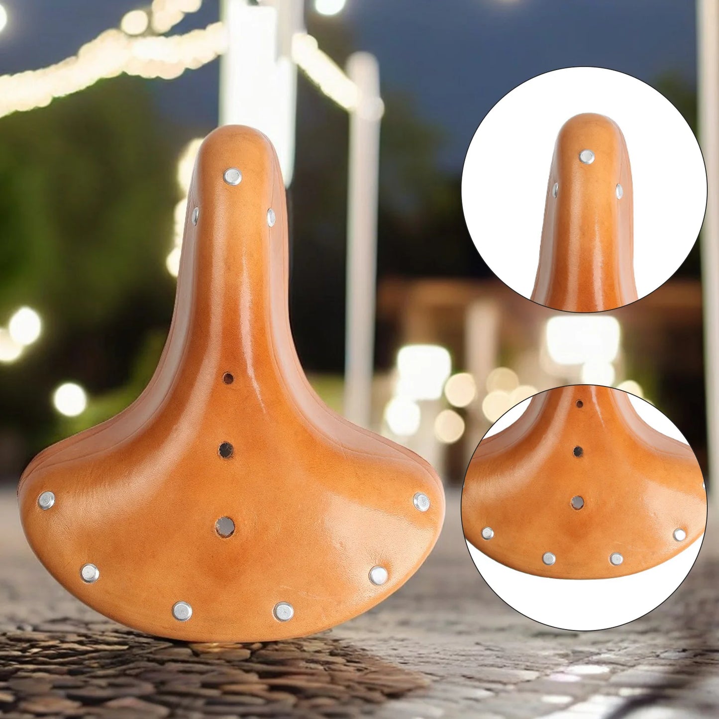 Brauner Vintage Fahrradsattel – Klassischer Kuhleder Sattel mit Federn | Retro Komfortsattel für City- & Rennräder Kaufschwan®