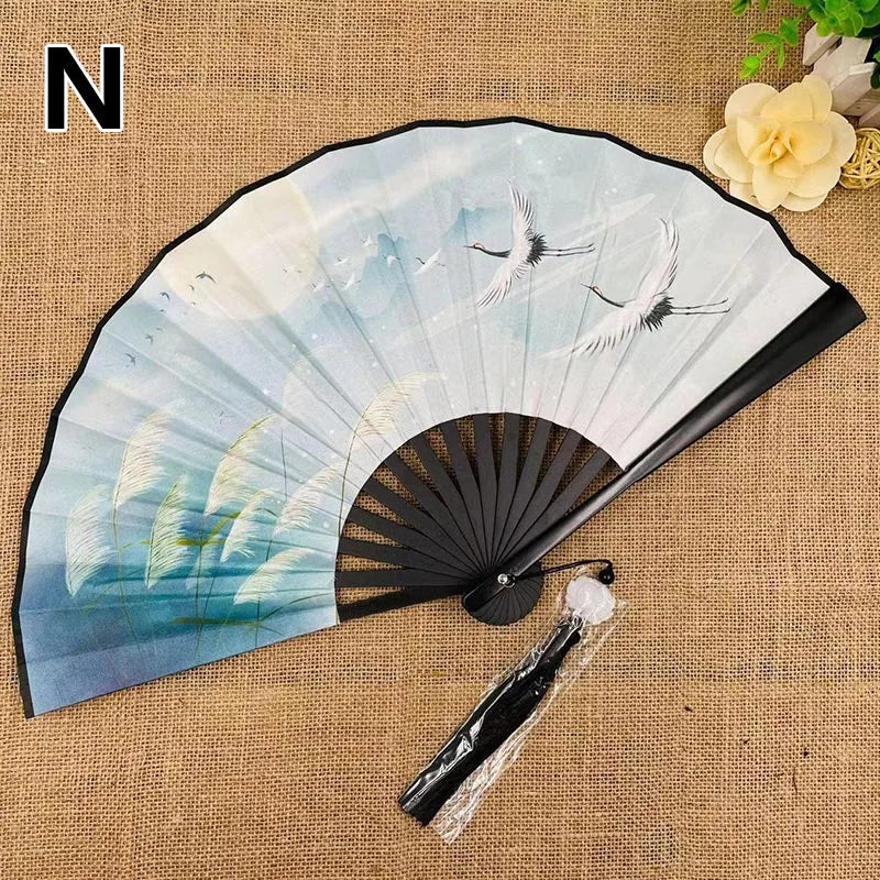 Retro Drachen Faltfächer | Beidseitiger Seidenstoff Handfächer | 8-Zoll Tragbarer Chinesischer Hanfu Fächer für Damen & Herren Kaufschwan® Design 8