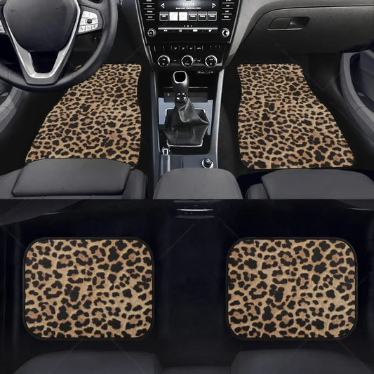 Leopardenmuster Universelle Autoschalenmatten – 4-teiliges Set für vorne & hinten, wetterfest für SUV & PKW Kaufschwan®