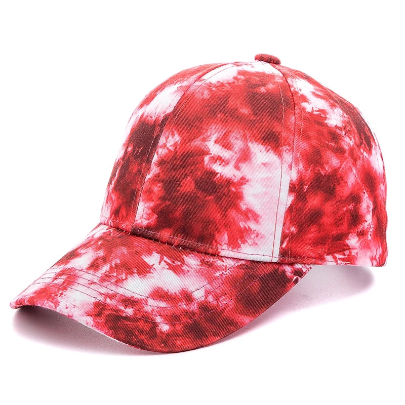 Neue Outdoor Freizeit Tie-Dye Kappe | Damen Regenbogen Bunte Baseballkappe | Streetwear Sommerhut Kaufschwan® Rot 56cm-60cm
