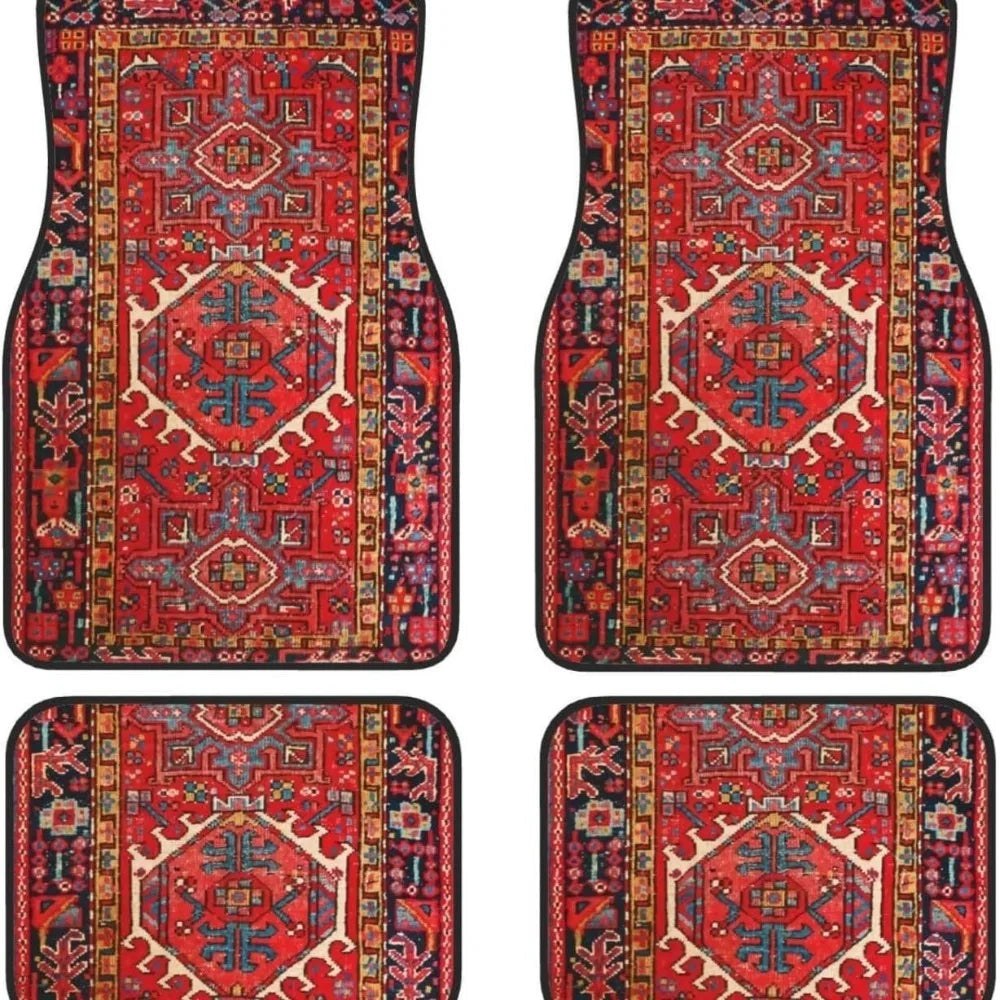 4-teiliges Autoschalenmatten-Set – Robuste Gummirückseite, Persisches Teppichmuster, Schmutzresistenter Bodenschutz Kaufschwan®