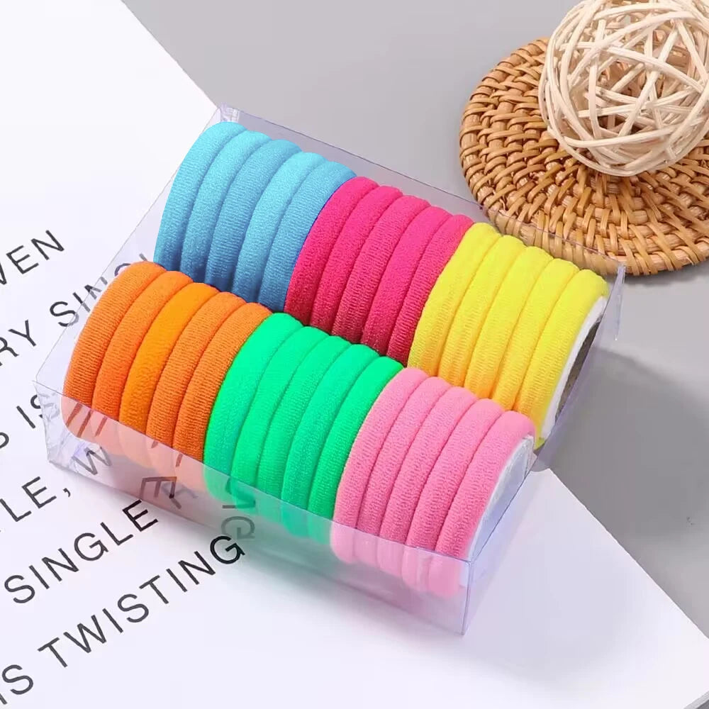 30 Stück Elastische Haargummis Damen & Mädchen | Bunte Nylon-Haargummis & Scrunchies | Zopfgummis Haaraccessoires Kinder Kaufschwan® 30er Set 2