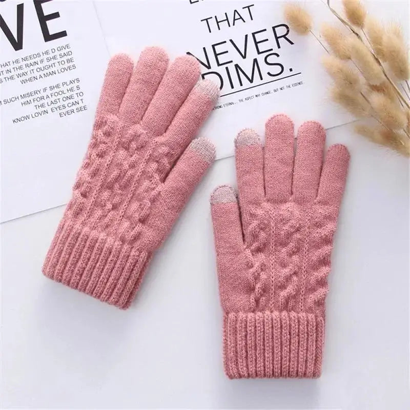 Unisex Winterhandschuhe – Warme Strickhandschuhe mit Fleece-Futter | Touchscreen Vollfinger Handschuhe für Damen & Herren, Fahrrad & Autofahren Kaufschwan® Rosa