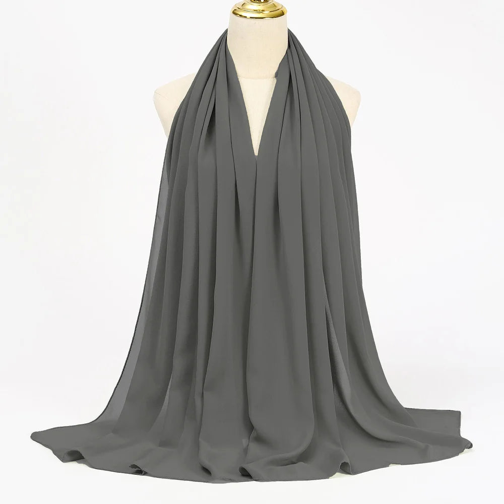 Muslimischer Chiffon Hijab Schal – Damen Langer Einfarbiger Kopf Schal | Eleganter Jersey Schleier & Modisches Umschlagtuch Kaufschwan®