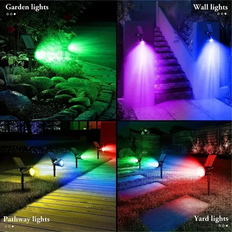 9 LEDs Solar-Strahler – IP65 Wasserdicht, Helligkeit Einstellbar, Außenbeleuchtung für Garten, Hof, Einfahrt & Terrasse Kaufschwan® Bunt 1 Stück