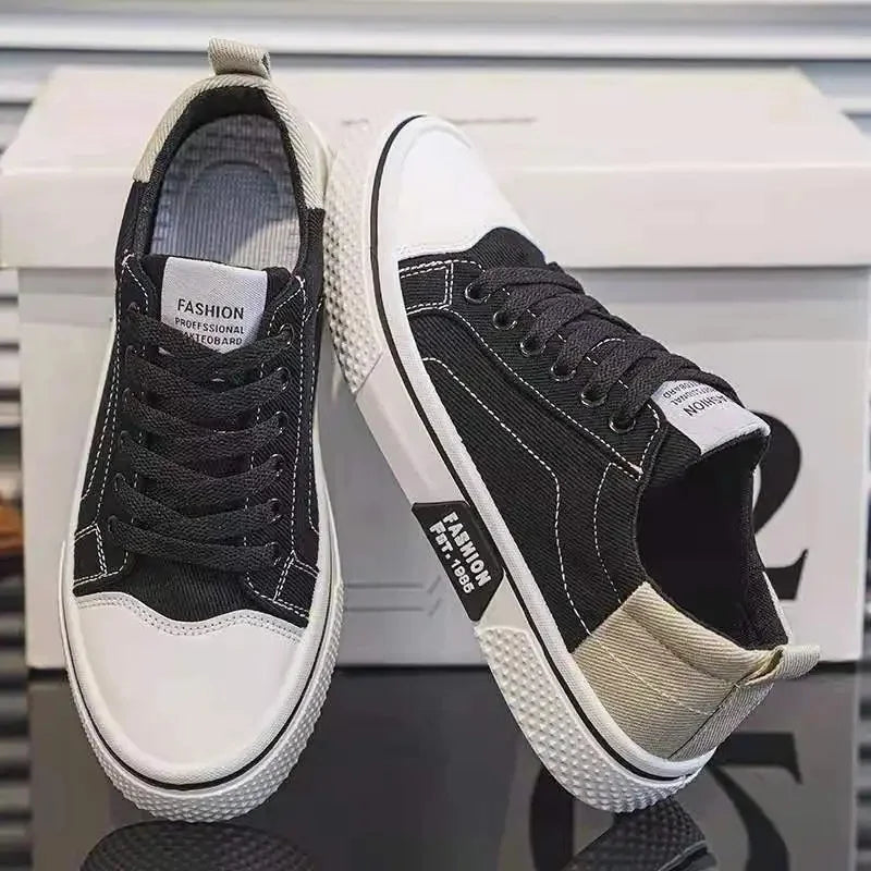 Herren Canvas Schuhe in Großen Größen – Atmungsaktive Slip-On Sneaker | Bequeme Sommer Freizeitschuhe mit Rutschfester Gummisohle Kaufschwan® Schwarz 37