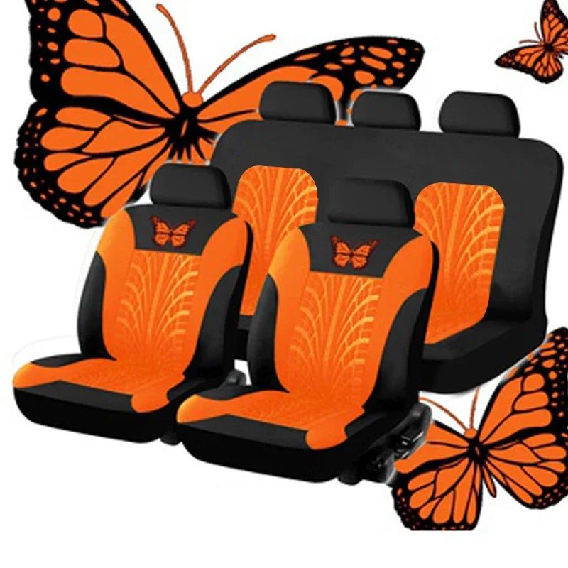 Universelles Autositzbezüge-Set – Vollständiges Set mit eleganter Schmetterlingsstickerei für Auto, SUV, Van & LKW Kaufschwan®