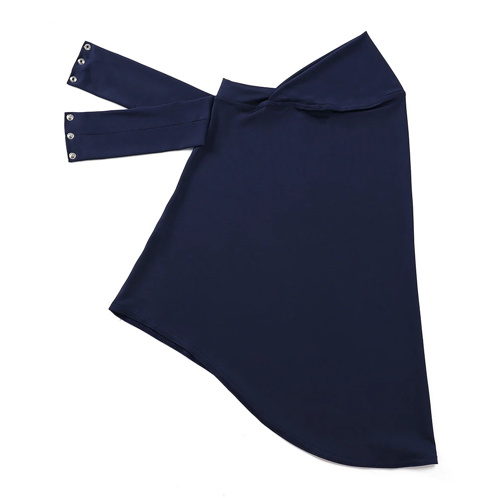 Schnellverschluss Hijab – Premium Jersey Schal mit Bändern & Knöpfen | Vollbedeckende Unterhaube Turban für Muslimische Frauen Kaufschwan® Marineblau