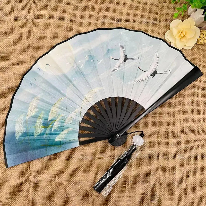 Retro Drachen Faltfächer | Beidseitiger Seidenstoff Handfächer | 8-Zoll Tragbarer Chinesischer Hanfu Fächer für Damen & Herren Kaufschwan®