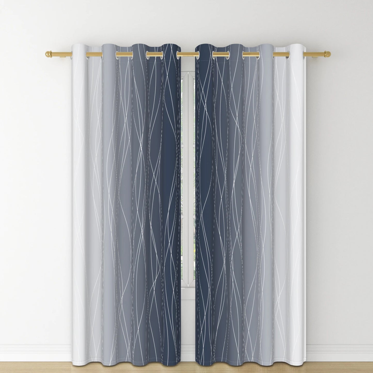 Hochwertige Verdunkelungsvorhang 2 Stück/Set - Effektive Verdunkelung - Wärmeisolierung und Energieeinsparung Kaufschwan® Grau - Blau 53x115cm 2 Stück Stangentasche