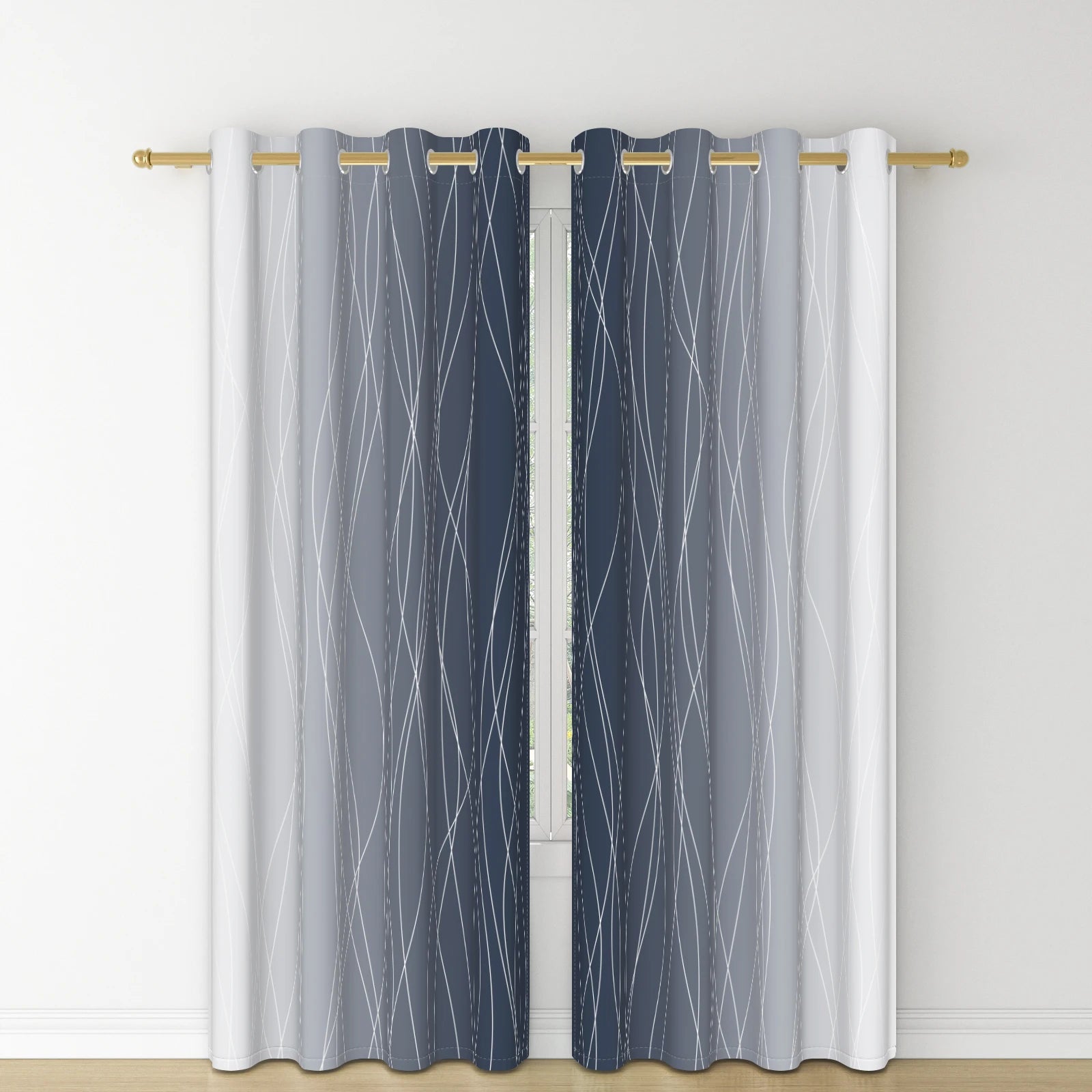 Hochwertige Verdunkelungsvorhang 2 Stück/Set - Effektive Verdunkelung - Wärmeisolierung und Energieeinsparung Kaufschwan® Grau - Blau 53x115cm 2 Stück Stangentasche