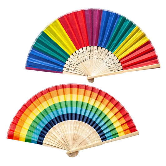 Regenbogen Faltfächer | Bambusrahmen | Wasserdicht & Bunte Farben | Handfächer für Zuhause & Veranstaltungen Kaufschwan®