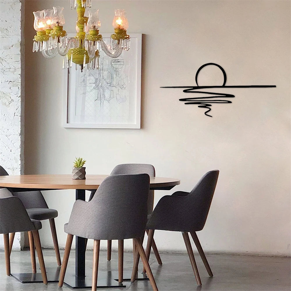 Sonnenaufgang Metall Wandbild – Matte Schwarze Wanddekoration