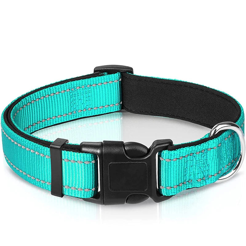 Reflektierendes Verstellbares Hundehalsband Gepolstert Nylon Neopren für Mittel Große Hunde Kaufschwan® Mint L