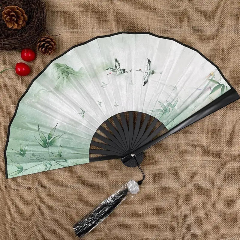 Retro Drachen Faltfächer | Beidseitiger Seidenstoff Handfächer | 8-Zoll Tragbarer Chinesischer Hanfu Fächer für Damen & Herren Kaufschwan®