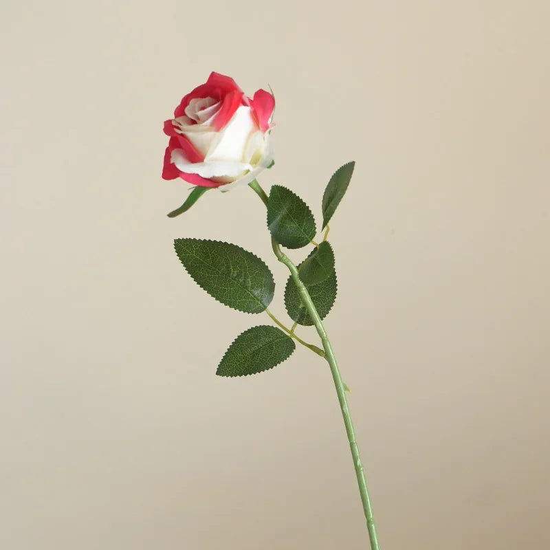 8CM Künstliche Rosen – Plastik Juana Blumenstrauß für Valentinstag, Hochzeit, Wohnzimmer & Esstisch Dekoration Kaufschwan® Rot/Weiß
