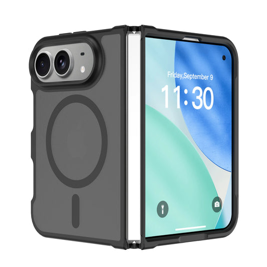 Luxuriöse Matte Magnetische Schutzhülle für iPhone Duo – MagSafe-Kompatible Durchscheinende Hülle mit Stoßschutz und Weicher Oberfläche Kaufschwan® Schwarz iPhone Duo