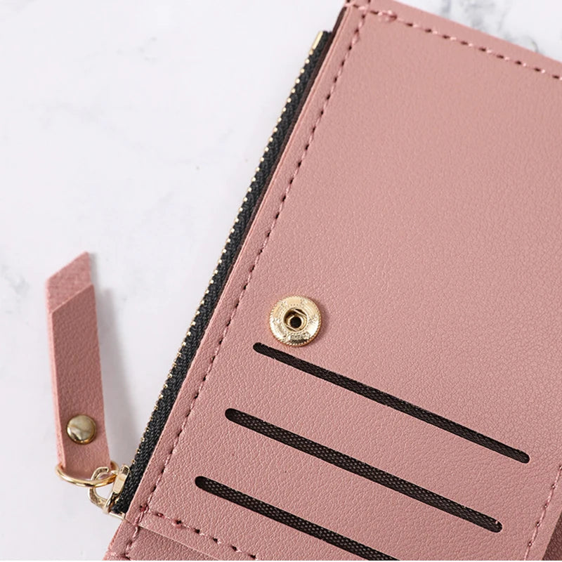 Damen Kurzgeldbörse – Modische Kleine Geldtasche | PU Leder Portemonnaie mit Hasp-Verschluss & Kartenfächern Kaufschwan®