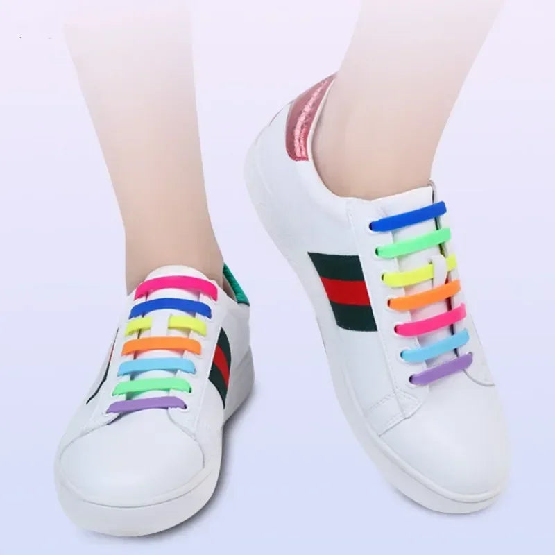16 Stück Silikon Elastische Schnürsenkel – T-förmige No-Tie Laces | Unisex Mode Schuhbänder für Sneaker & Freizeitschuhe Kaufschwan®