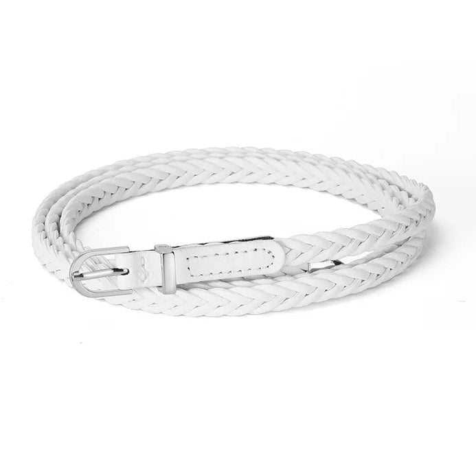 Geflochtener PU Gürtel für Damen – Goth Retro Stil | Dünner Schwarzer Taillengürtel mit Dornschließe für Kleider & Jeans