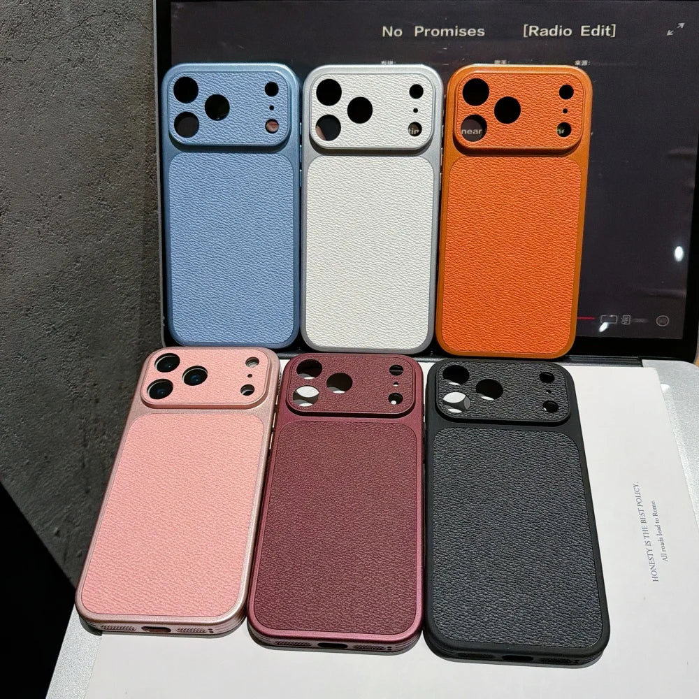 Matte PU-Lederhülle mit Litschi-Struktur für iPhone 18 Pro & iPhone 18 Pro Max – Bordeauxrote Hülle mit Wärmeableitendem Netz Kaufschwan®
