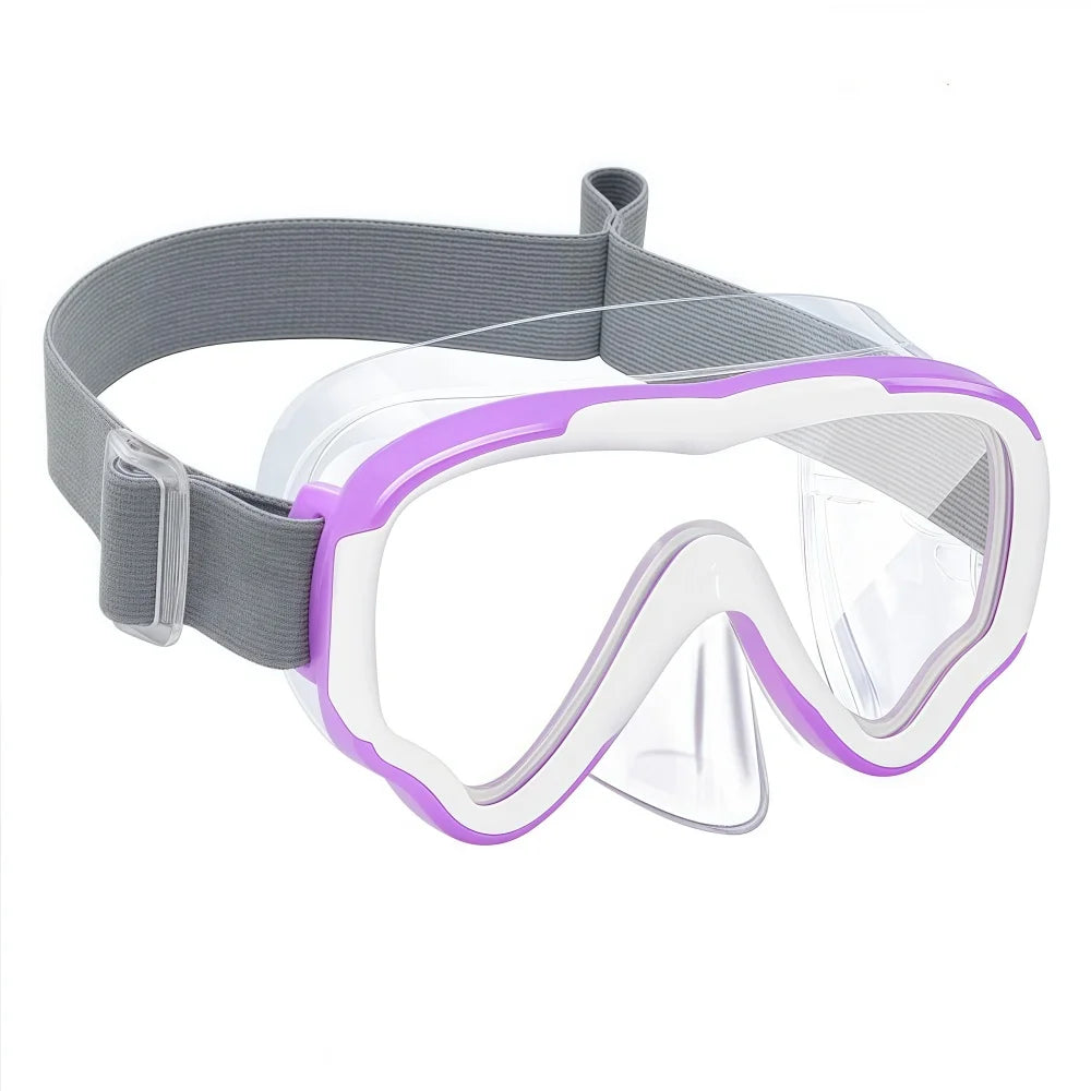 Kinder Schwimmbrille mit Nasenschutz | Elastischer Riemen | Anti-Beschlag & Bruchsichere Gläser | Tauchmaske für Kinder 3–14 Jahre Kaufschwan® Lila Weiß