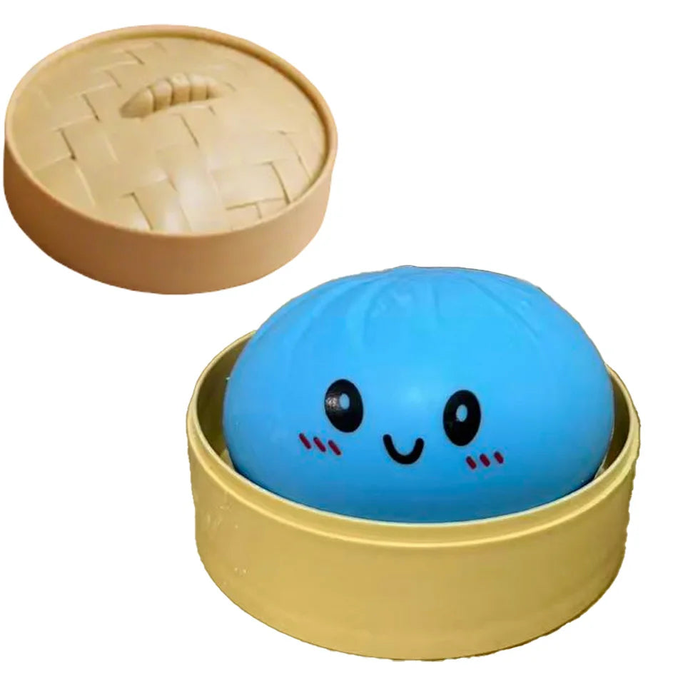 Niedliches Buntes Dumpling-Squishy – Weiches Slow-Rising Brötchen-Knautsch-, Fidget- & Sensorikspielzeug zum Stressabbau für Kinder und Erwachsene Kaufschwan® Blau